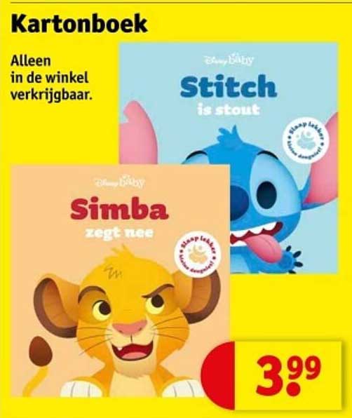Kartonnen boek: Stitch is stout / Simba zegt nee