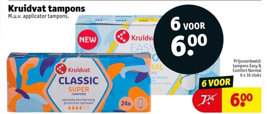Kruidvat tampons M.u.v. applicator tampons.