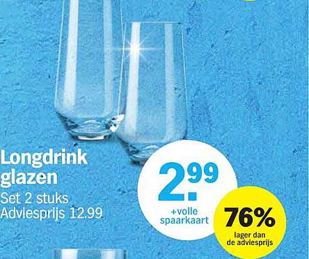 Longdrink glazen Set 2 stuks Adviesprijs 12.99