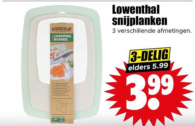 Lowenthal snijplanken 3 verschillende afmetingen.