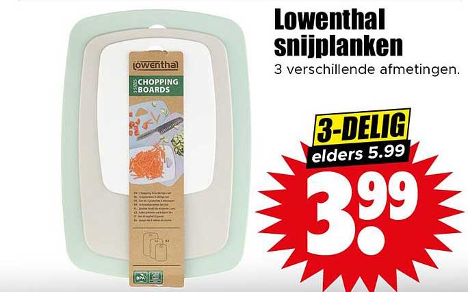 Lowenthal snijplanken 3 verschillende afmetingen.