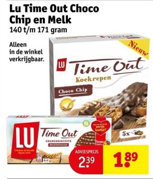 Lu Time Out Choco Chip en Melk