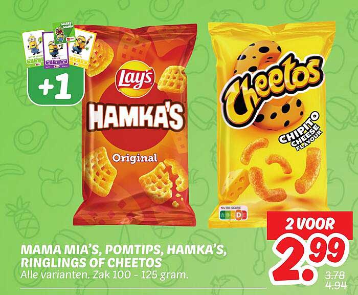 MAMA MIA’S, POMTIPS, HAMKA’S, RINGLINGS OF CHEETOS