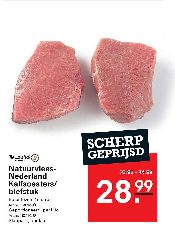 Natuurvlees-Nederland Kalfsoesters/biefstuk