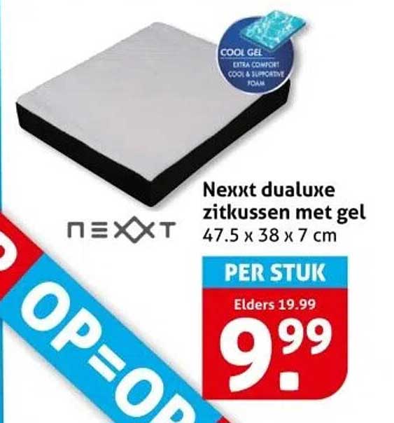 Nexxt dualuxe zitkussen met gel 47.5 x 38 x 7 cm