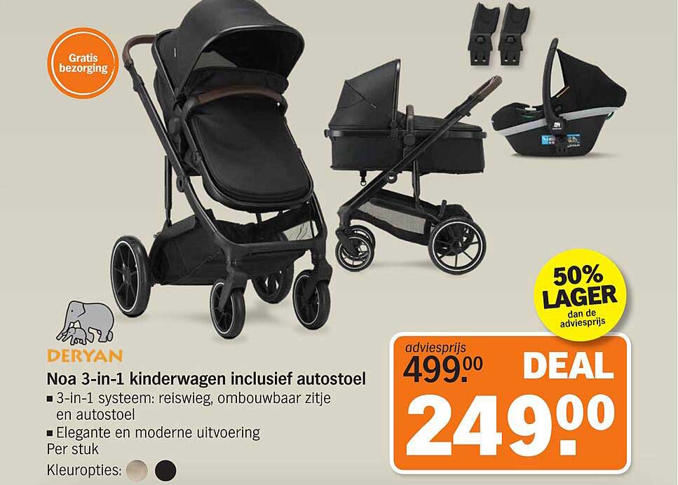 Noa 3-in-1 kinderwagen inclusief autostoel