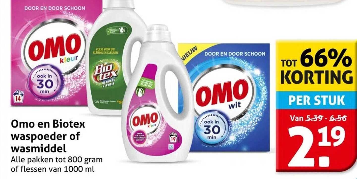 Omo en Biotex waspoeder of wasmiddel