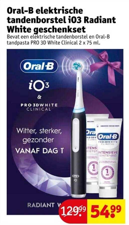Oral-B elektrische tandenborstel iO3 Radiant White geschenkset