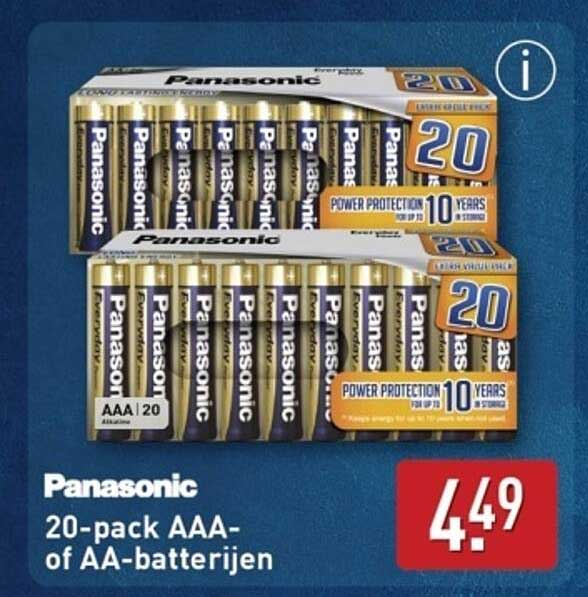 Panasonic 20-pack AAA- of AA-batterijen