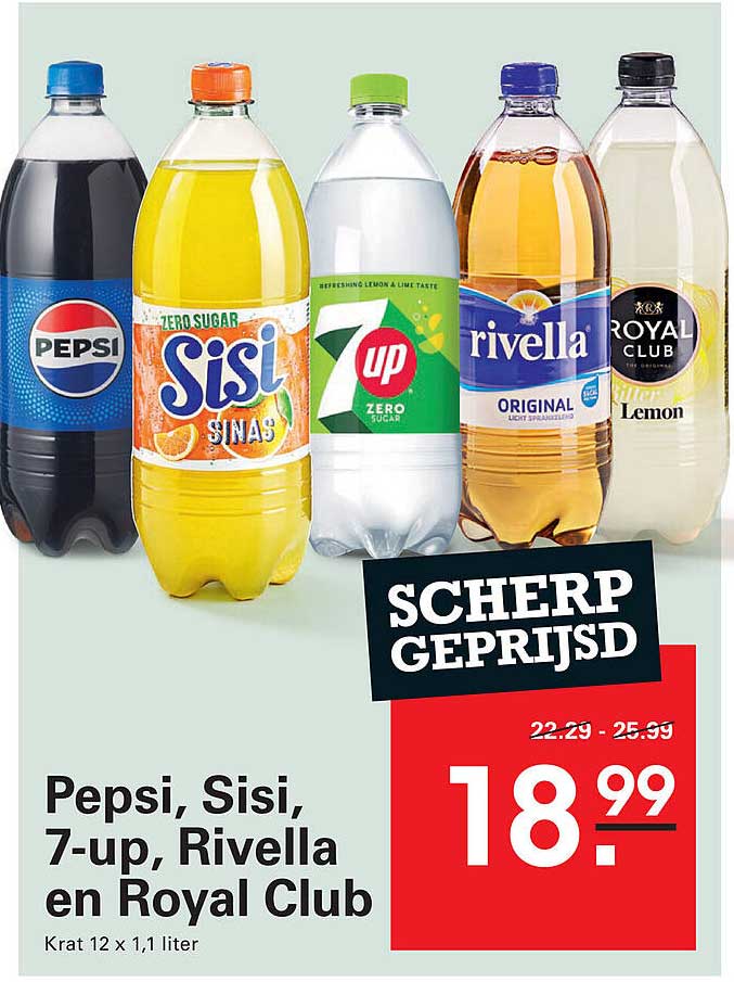 Pepsi, Sisi, 7-up, Rivella en Royal Club