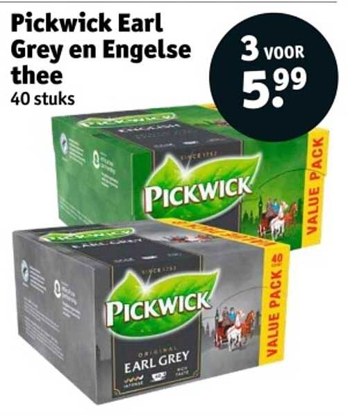 Pickwick Earl Grey en Engelse thee 40 stuks