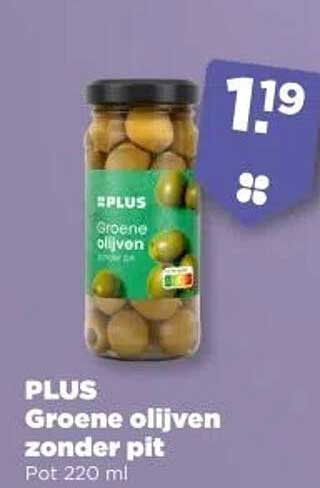 PLUS Groene olijven zonder pit