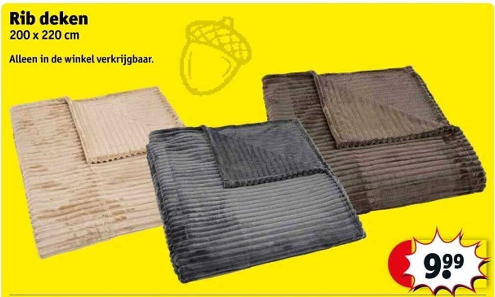 Rib deken 200 x 220 cm