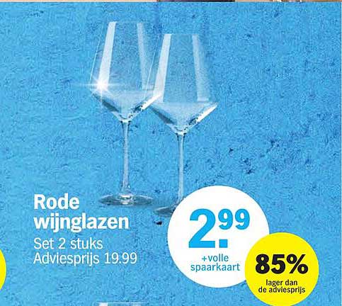 Rode wijnglazen Set 2 stuks