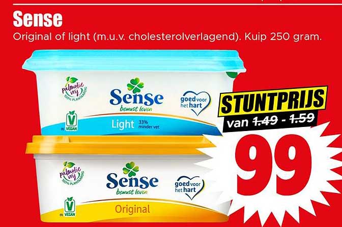 Sense Original of light (m.u.v. cholesterolverlagend). Kuip 250 gram.