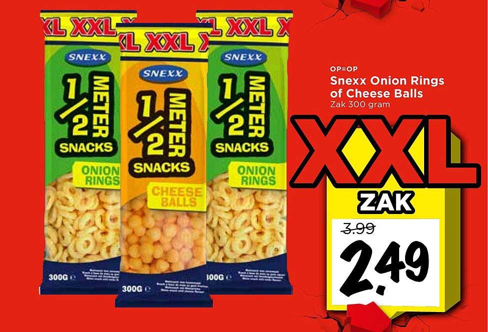SneXX Onion Rings of Cheese Balls Zak 300 gram
