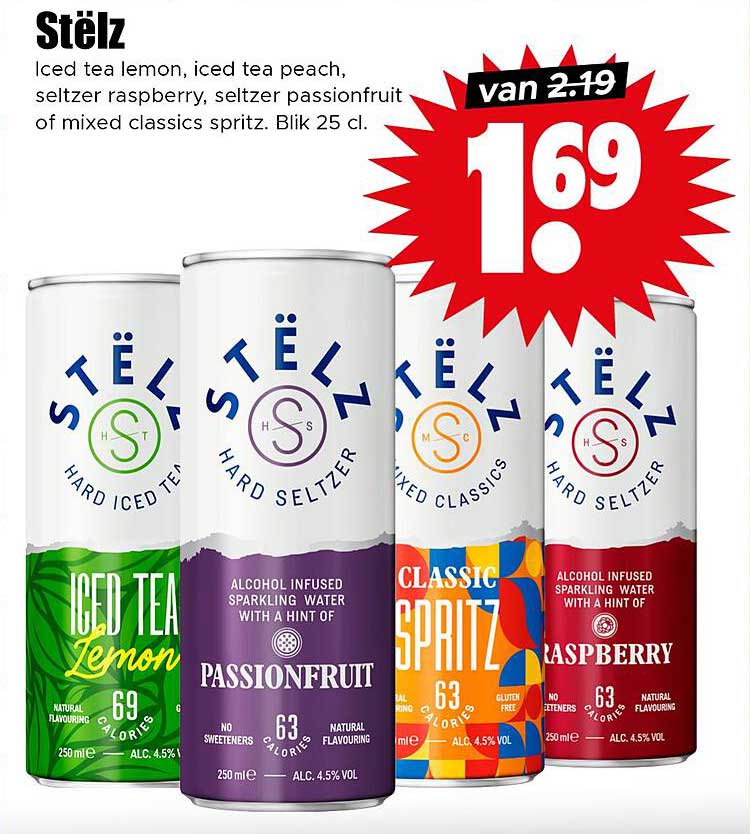 Stëlz Hard Seltzer 25 cl, nu voor 1,69