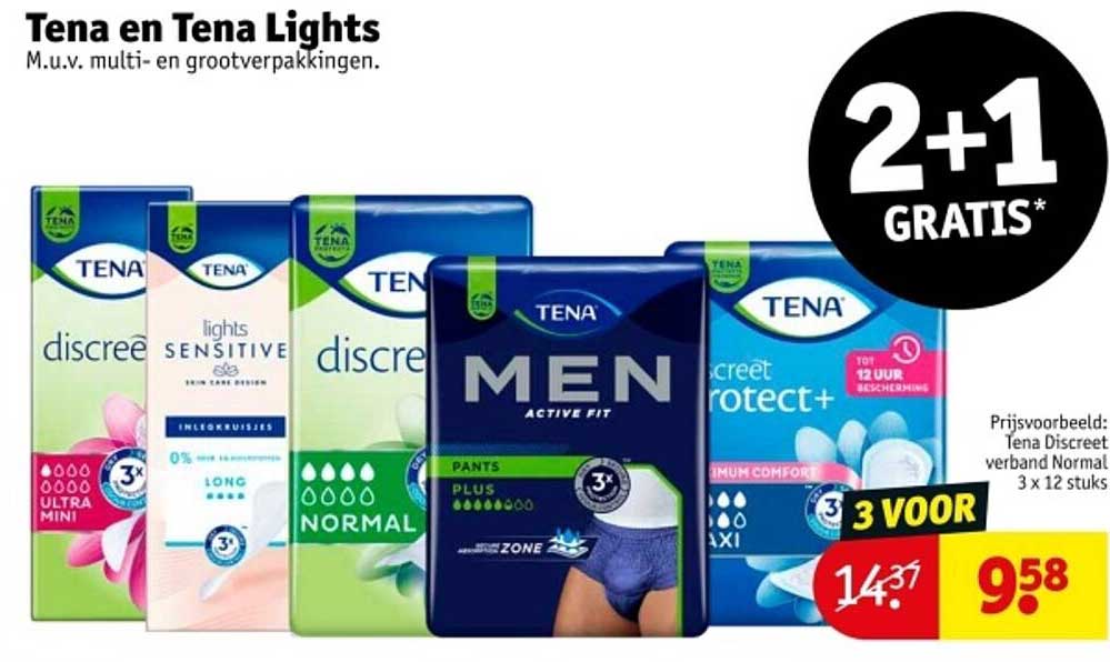 Tena en Tena Lights M.u.v. multi- en grootverpakkingen.