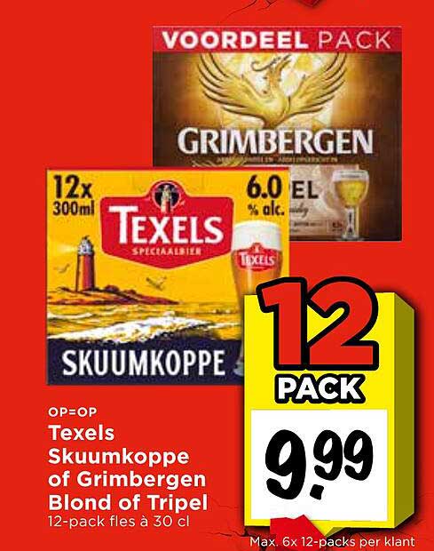 Texels Skuumkoppe of Grimbergen Blond of Tripel 12-pack