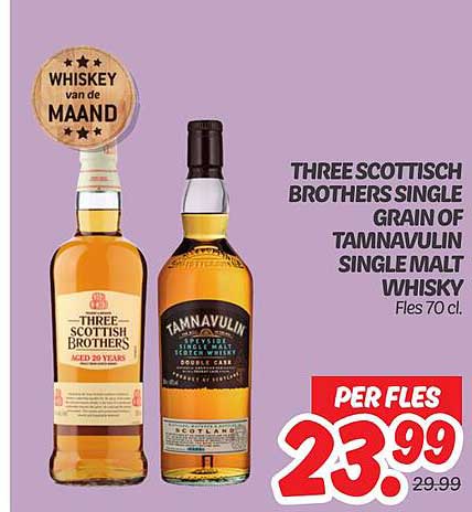 THREE SCOTTISCH BROTHERS SINGLE GRAIN OF TAMNAVULIN SINGLE MALT WHISKY