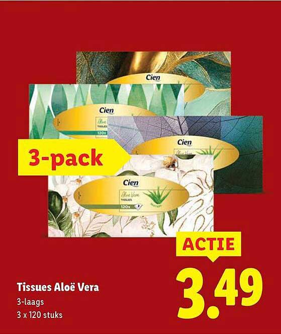Tissues Aloë Vera 3-laags 3 x 120 stuks