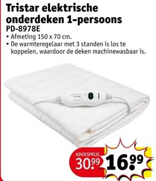 Tristar elektrische onderdeken 1-persoons PD-8978E
