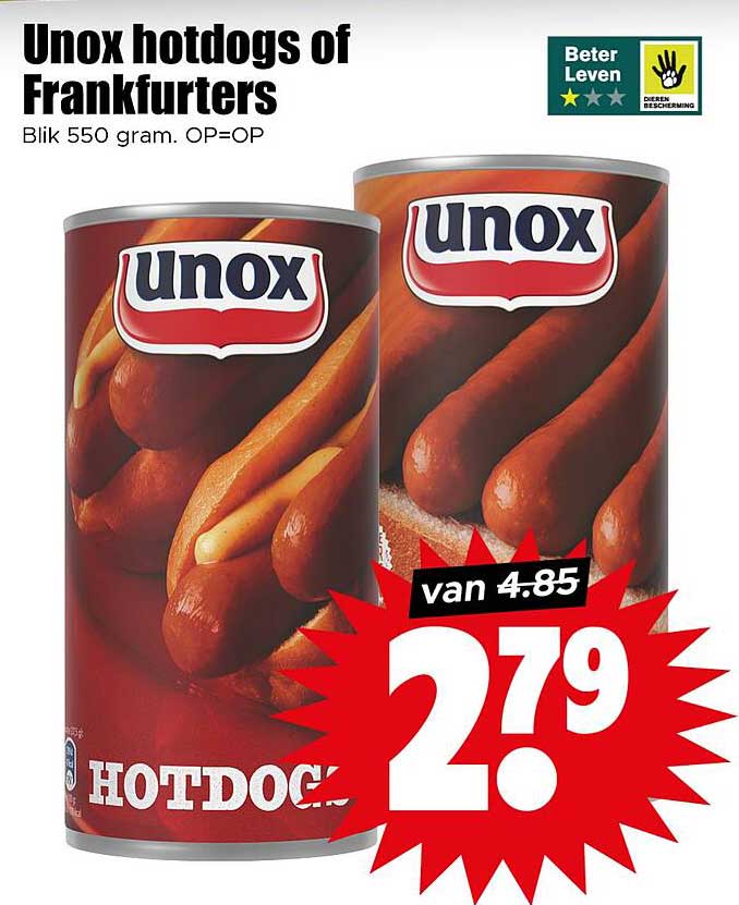 Unox hotdogs of Frankfurters