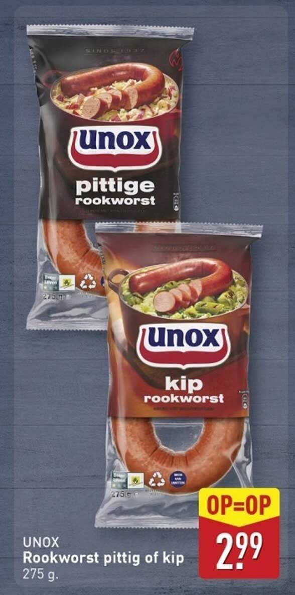 UNOX Rookworst pittig of kip 275 g