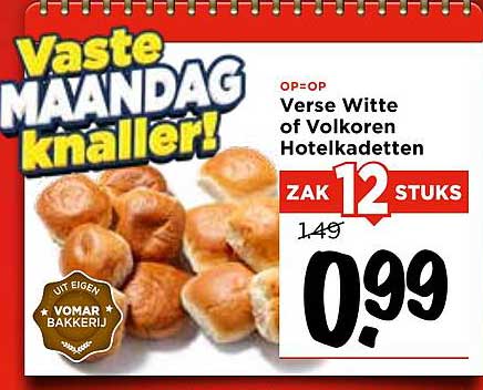 Verse Witte of Volkoren Hotelkadetten - Zak 12 Stuks