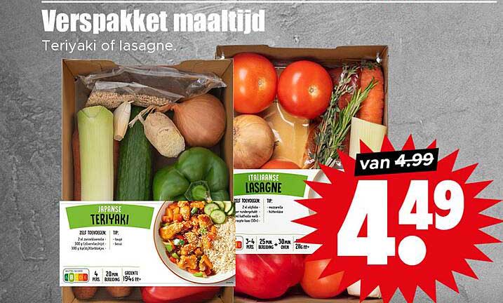Verspakket maaltijd Teriyaki of lasagne