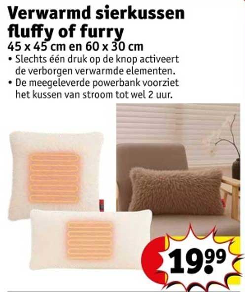 Verwarmd sierkussen fluffy of furry