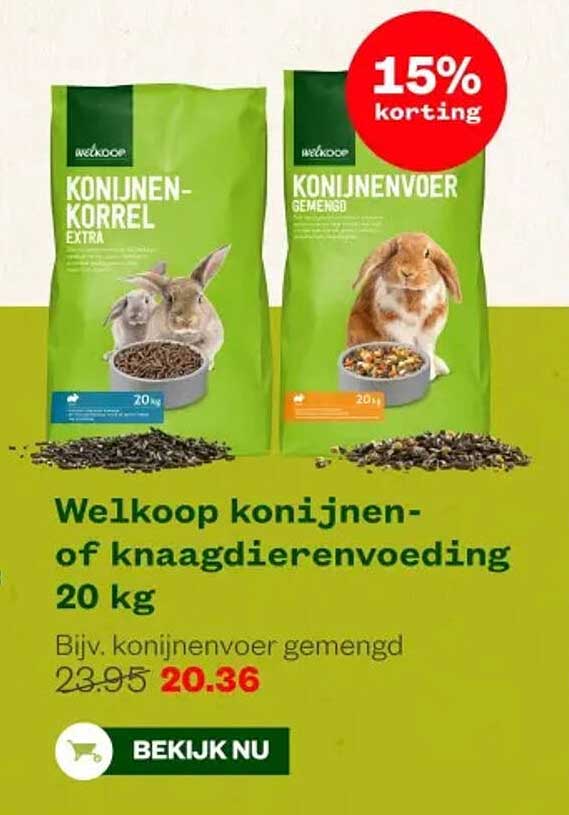 Welkoop konijnen- of knaagdierenvoeding 20 kg