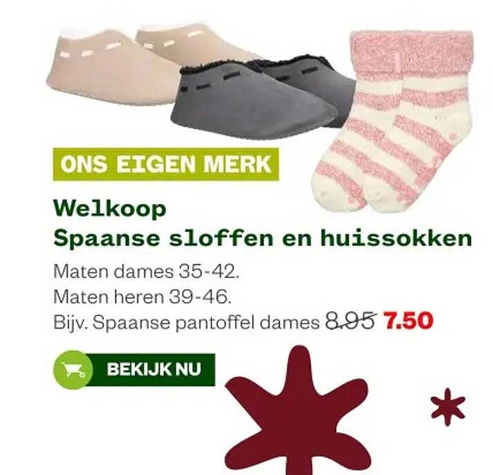 Welkoop Spaanse sloffen en huissokken