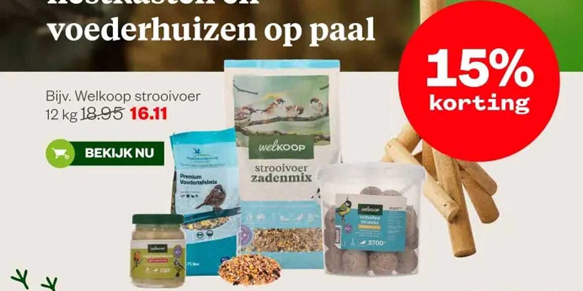 Welkoop strooivoer 12 kg van 18.95 voor 16.11