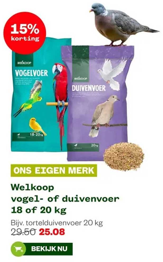 Welkoop vogel- of duivenvoer 18 of 20 kg