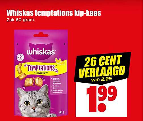Whiskas temptations kip-kaas
