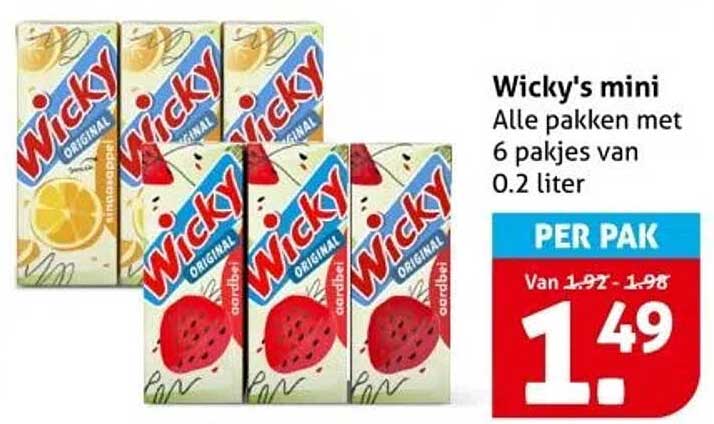 Wicky's mini - Alle pakken met 6 pakjes van 0.2 liter