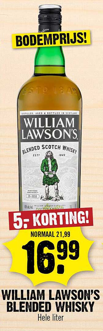 WILLIAM LAWSON'S BLENDED WHISKY Hele liter