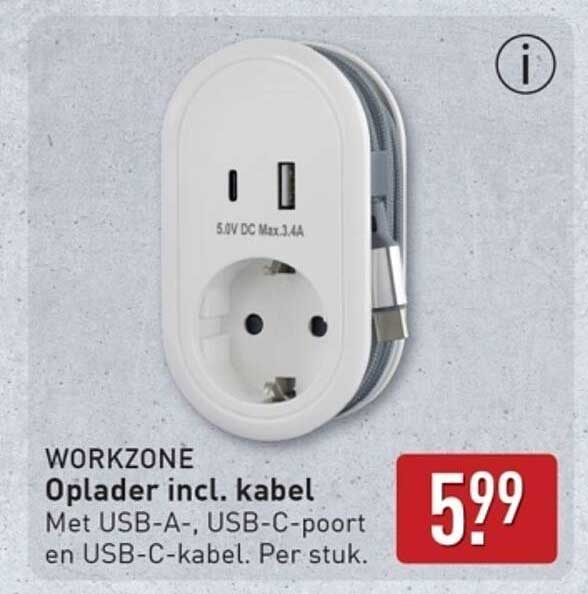 WORKZONE Oplader incl. kabel
