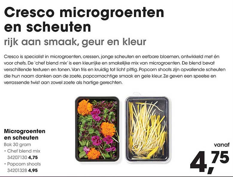 Cresco microgroenten en scheuten rijk aan smaak, geur en kleur