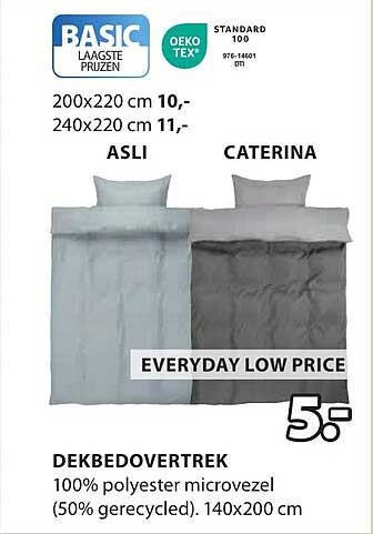 DEKBEDOVERTREK 100% POLYESTER MICROVEZEL (50% GERECYCLERD) 140X200 CM