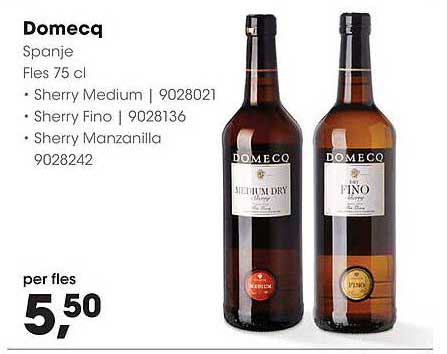 Domecq Sherry - per fles €5,50