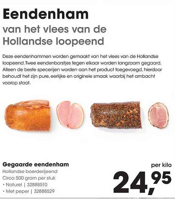 Eendenham van het vlees van de Hollandse loopeend