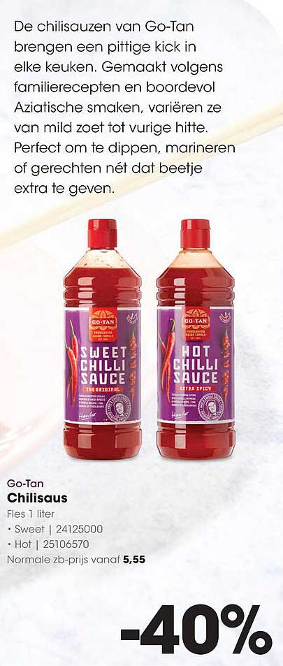Go-Tan Chilisauzen - 40% korting