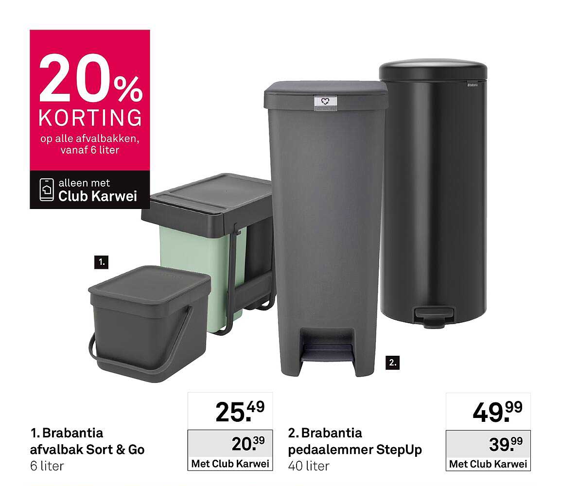 1. Brabantia afvalbak Sort & Go