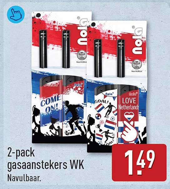 2-pack gasaanstekers WK Navulbaar.