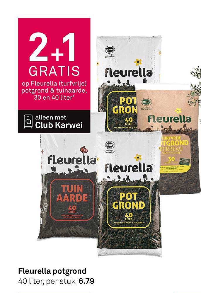 2+1 GRATIS op Fleurella (turfvrije) potgrond & tuinaarde, 30 en 40 liter¹