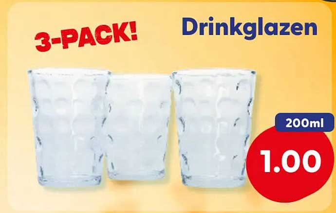 3-PACK! Drinkglazen 200ml