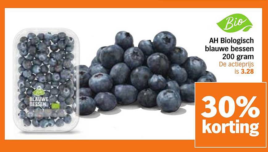AH Biologisch blauwe bessen 200 gram 30% korting