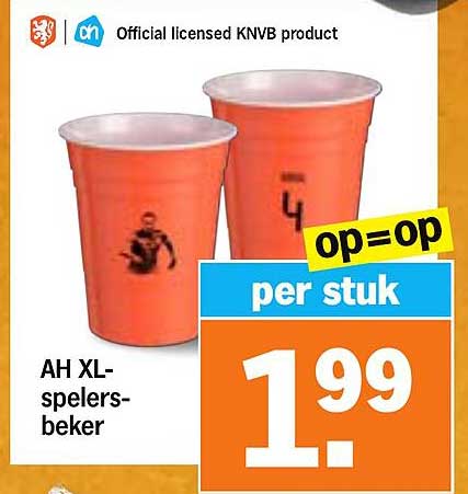 AH XL spelers-beker op=op per stuk